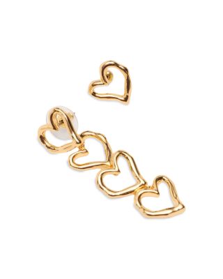Asymmetric Heart Earrings, 0.6"L & 2.2"L