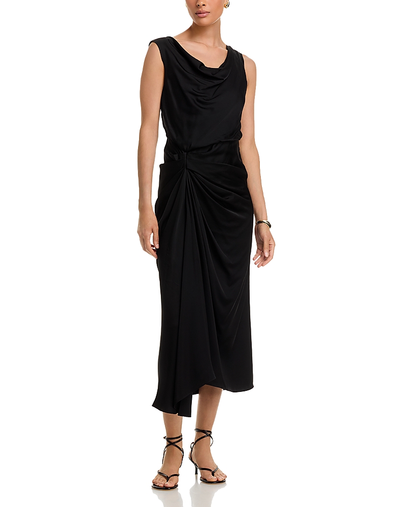 A.l.c Dara Sleeveless Satin Midi Dress In Black