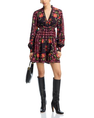 Floral Border Print Mini Dress - Exclusive