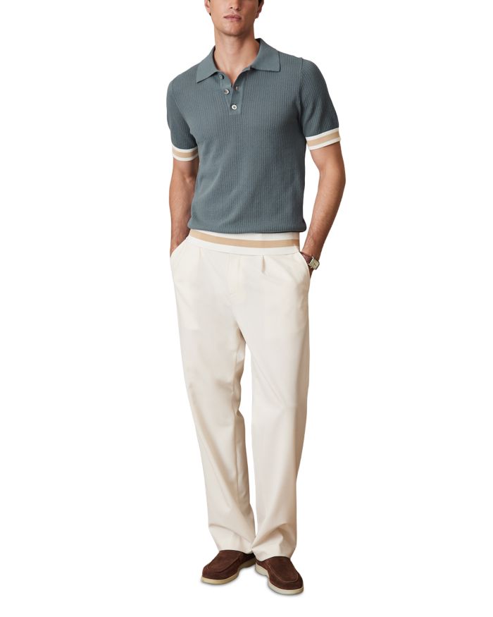 Callie Striped Cuff Perforated Polo Shirt