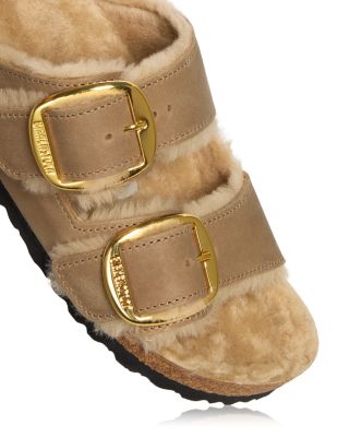 Women's Big Buckle Arizona Shearling Slide Sandals