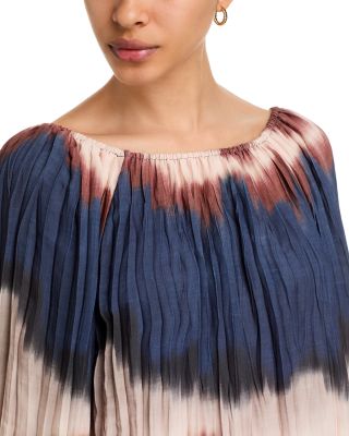 Pleated Three Quarter Sleeve Blouse
