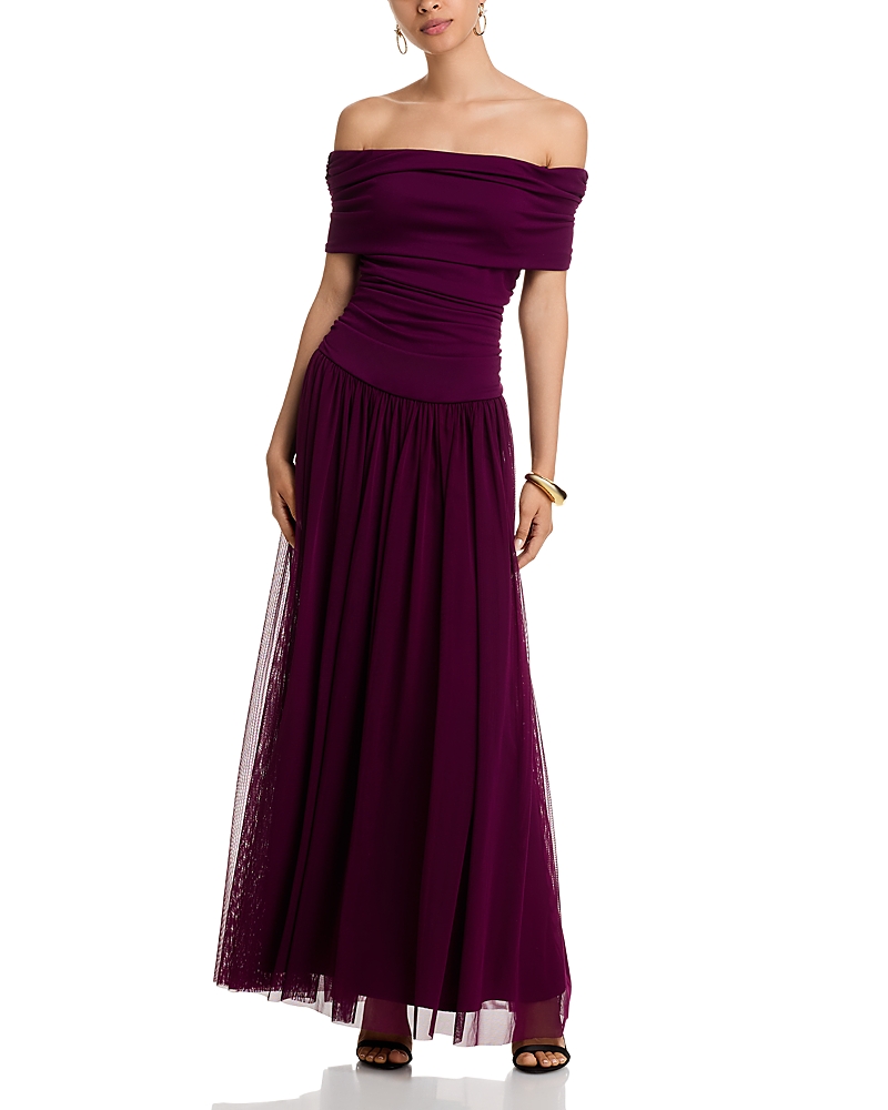 Aqua Ruched Gown - Exclusive In Burgundy