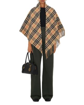 Check Wool Cashmere Cape