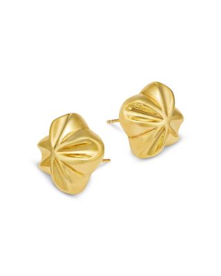 Flower Button Stud Earrings in 14K Yellow Gold