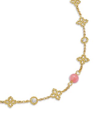 18K Yellow Gold Principessa Pink Opal & Diamond Link Bracelet
