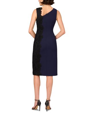 Crepe Asymmetric Neck Midi Dress