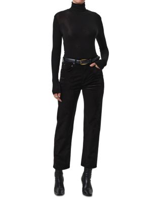 Delfina High Rise Straight Leg Jeans in Black