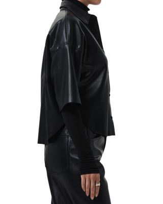 Frances Cropped Faux Leather Shirt