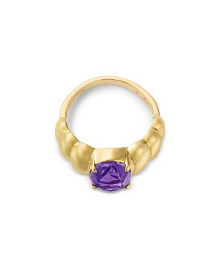 Amethyst Oval Ring in 14K Yellow Gold