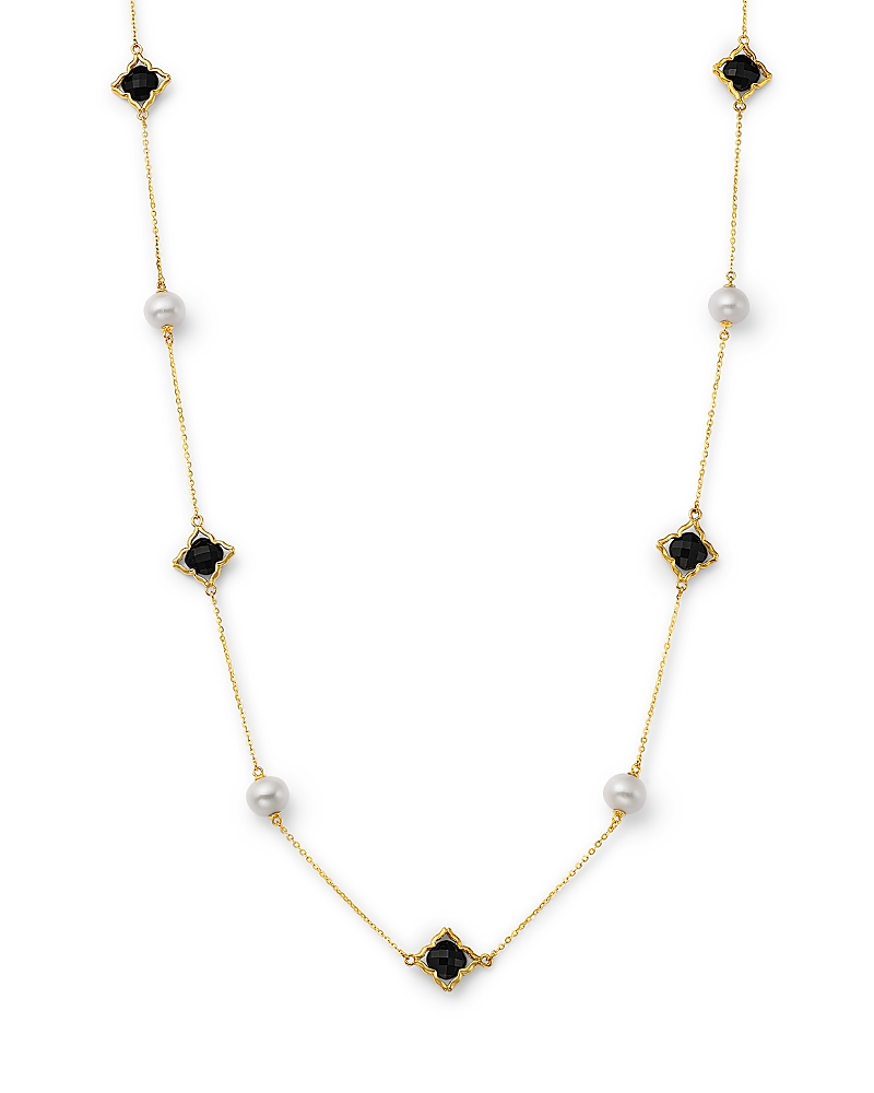 Bloomingdale's Fine Collection Onyx & Cultured Freshwater Pearl Necklace in 14K Yellow Gold, 22