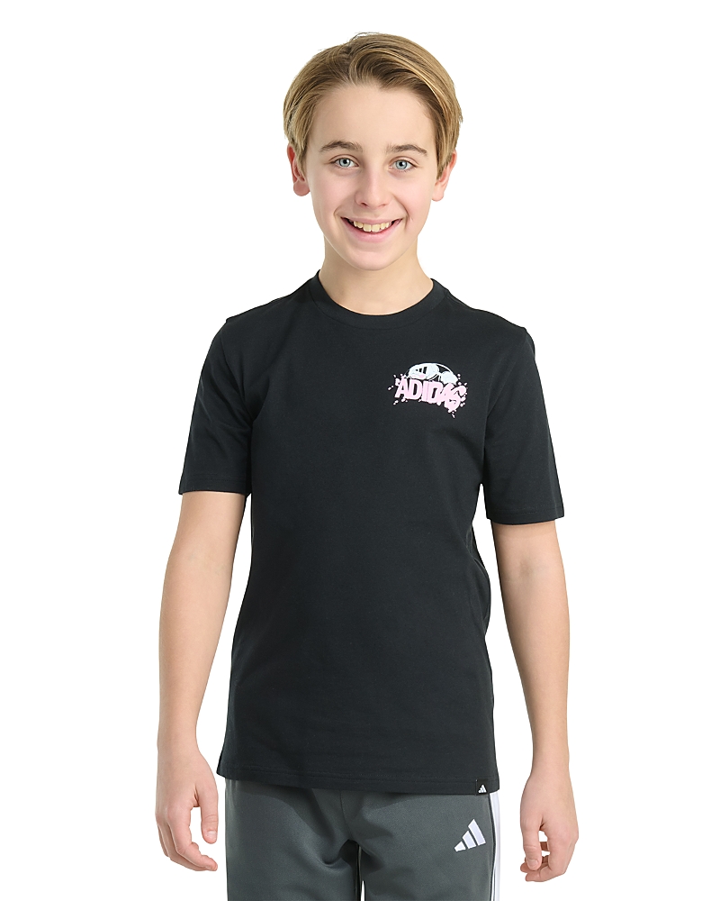 Adidas Originals Big Boy Short Sleeve Soccer Graphic T-shirt In Black