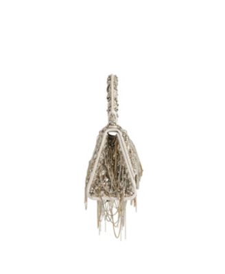 Hourglass Handbag with Chain Embroidery