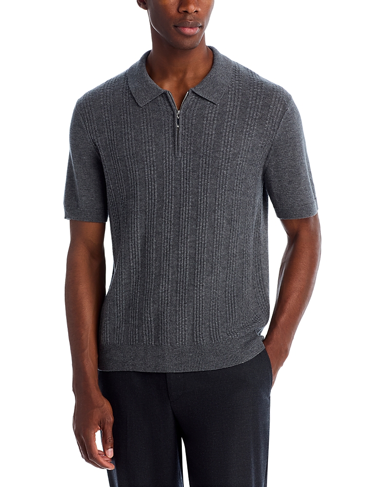 The Men's Store At Bloomingdale's Wool & Cashmere Ribbed Sweater Polo Shirt - Exclusive In Gray