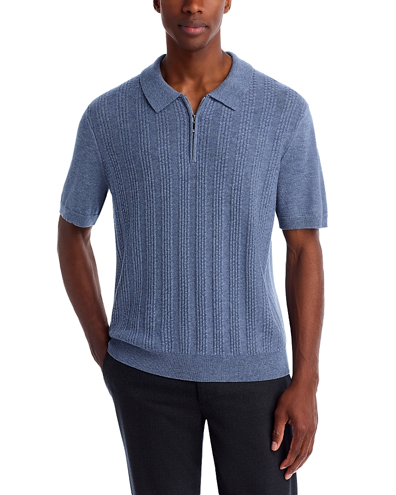 The Men's Store At Bloomingdale's Wool & Cashmere Ribbed Sweater Polo Shirt - Exclusive In Blue