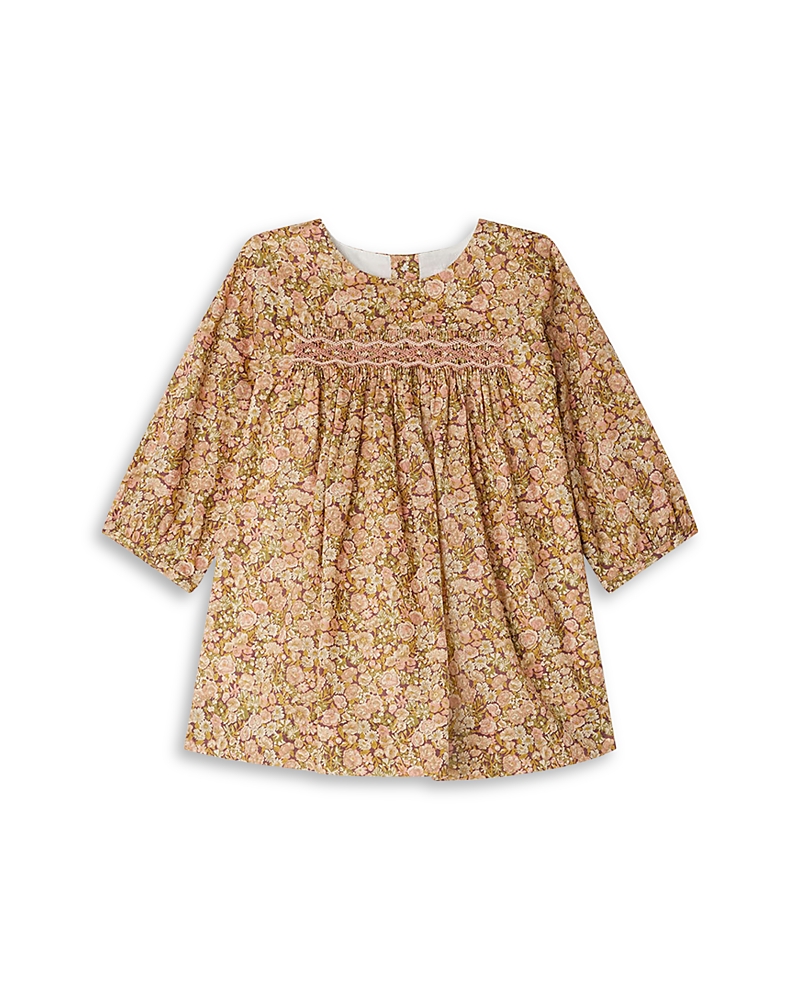 Bonpoint Cotton Floral Smocked Dress In Yellow