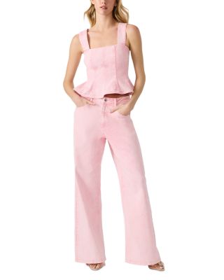 High Rise Wide Leg Jeans in Prism Pink