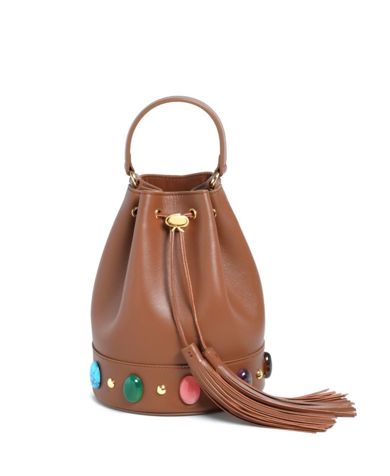 Gianvito Rossi Sienna Shanti Bag in Brown Leather/Fabric
