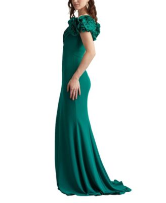 Avenne Rosette-Embellished Gown