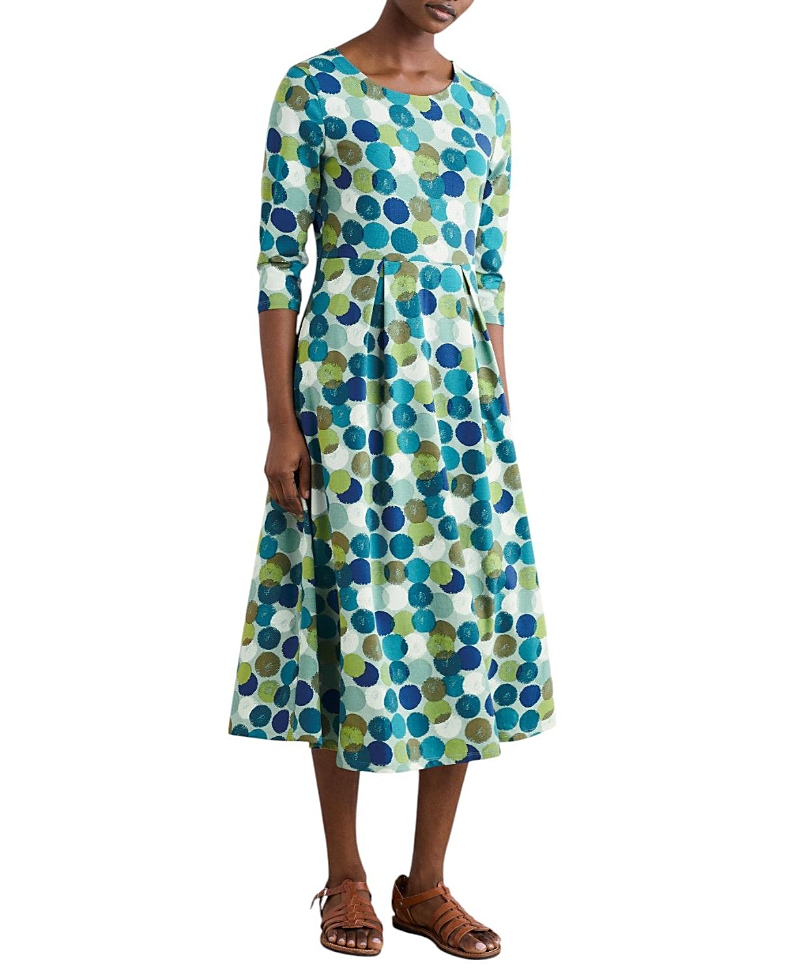 Seasalt Cornwall Veronica Print Stretch Organic Cotton Jersey Midi Dress In Blue