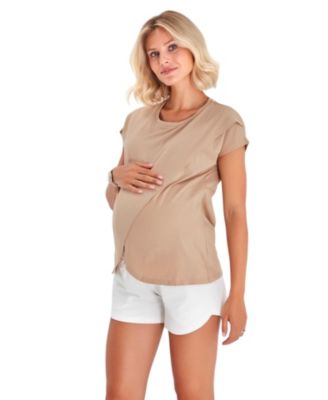 Handy Crossover Short Sleeve Cotton Maternity/Nursing Top