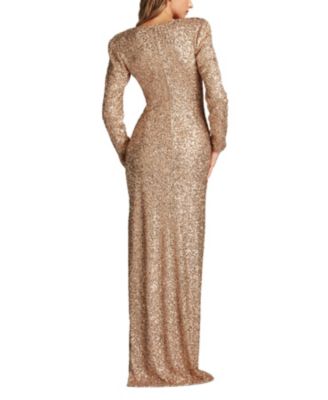 Jazzy Sequin Mesh Plunge Gown