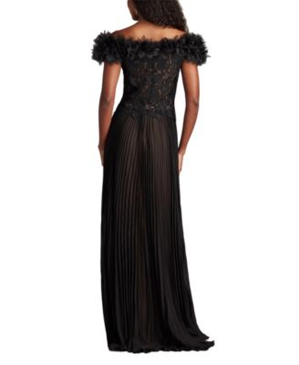 Margaux Off-Shoulder Floral Ruffle Trim Gown