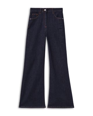 Petites Bonnie High Rise Flared Jeans in Dark Blue