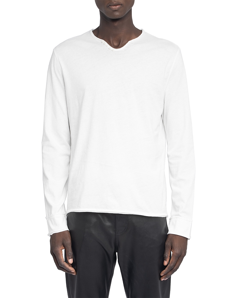 Zadig & Voltaire Monastir Long Sleeve Split Collar Graphic Tee In White