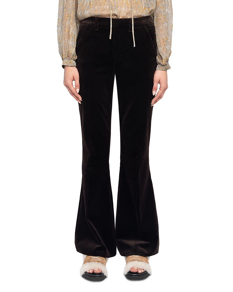 Zadig & Voltaire Prevy Cotton Velveteen Flare Leg Pants In Black