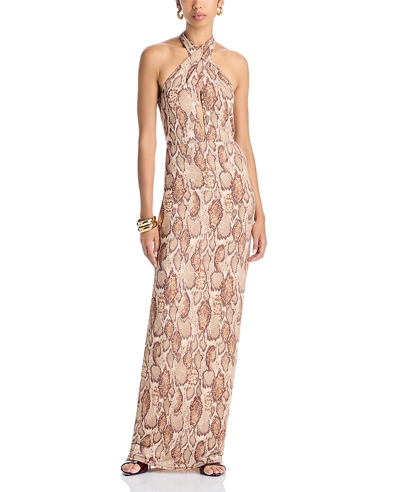 Afrm Genie Halter Maxi Dress In Pink