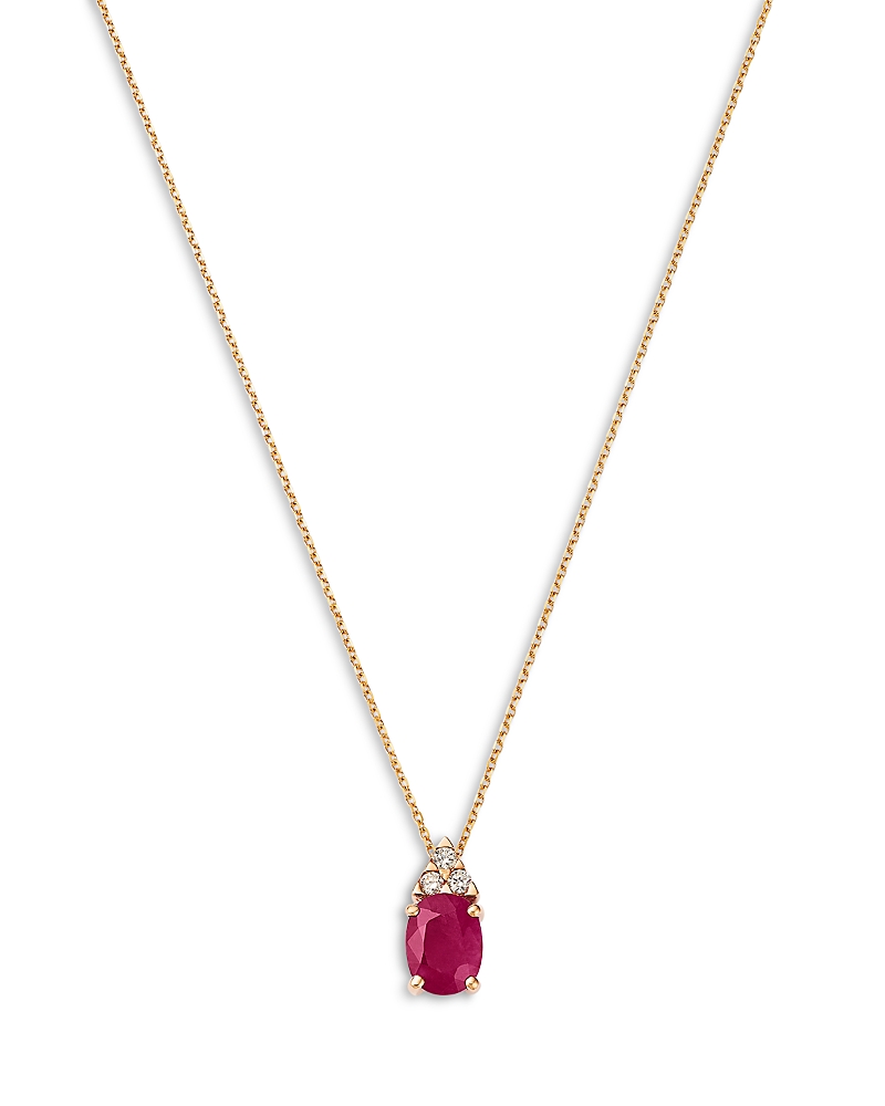 Bloomingdale's Fine Collection Bloomingdale's Ruby & Diamond Pendant Necklace In 14k Yellow Gold, 16 In Multi