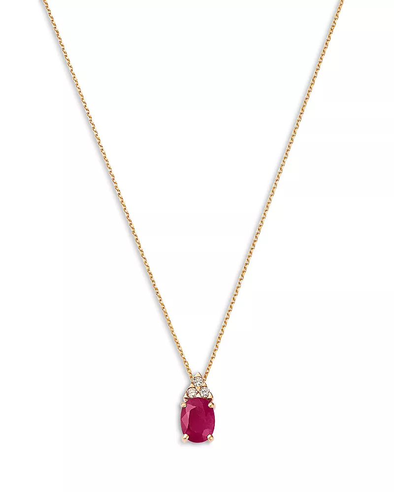 Bloomingdale's Ruby & Diamond Pendant Necklace in 14K Yellow Gold, 16