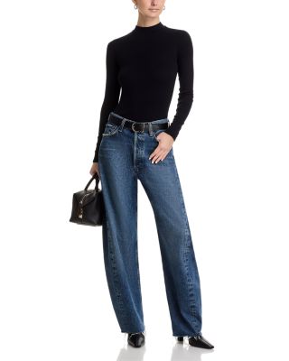 Lauryn Mock Neck Rib Long Sleeve Tee