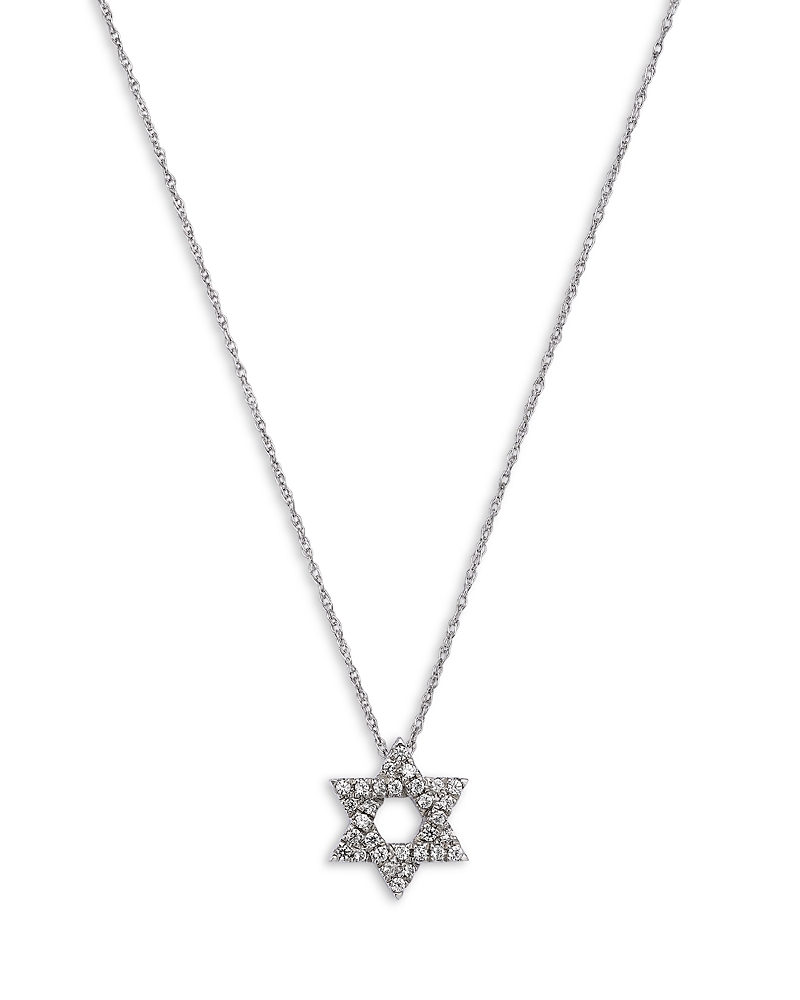 Bloomingdale's Fine Collection Diamond Star Of David Pendant Necklace In 14k White Gold, 0.14 Tcw In White
