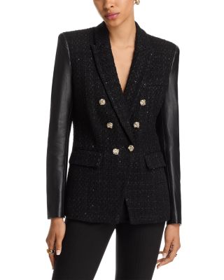 Emilio Faux Leather Tweed Blazer