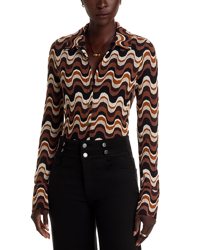 Ramy Brook Brandi Wavy Striped Blouse In Multi