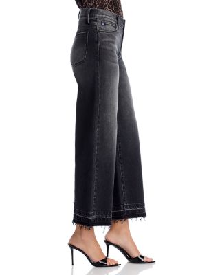 Rafaella Cropped Wide Leg Jeans in Washed Black
