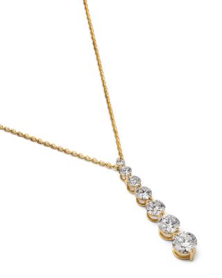 Certified Lab Grown Diamond Linear Pendant Necklace in 14K Yellow Gold, 2.0 tcw