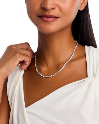 Certified Lab Grown Diamond Tennis Necklace in 14K White Gold, 7.0 tcw