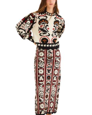 Winter Tapestry Stripes Midi Skirt