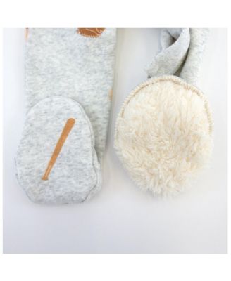 Unisex Baseball Print Zipper Footie - Baby