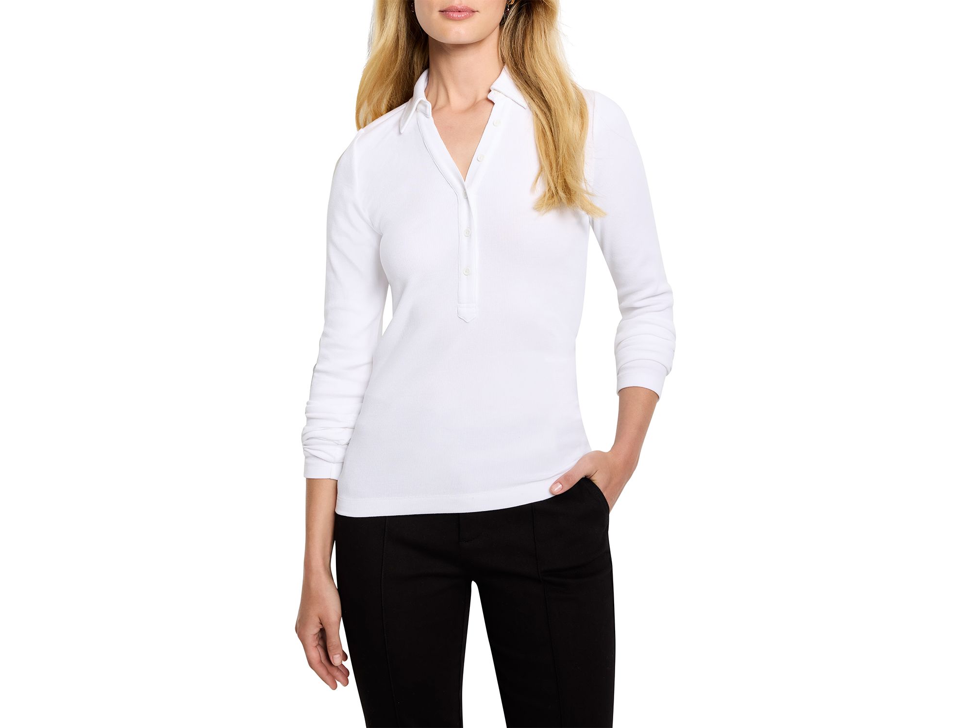 Perfect Knit Ribbed Polo Top - Image 1