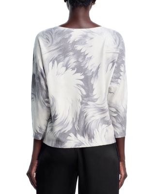 Embellished Printed Dolman Sleeve Sweater