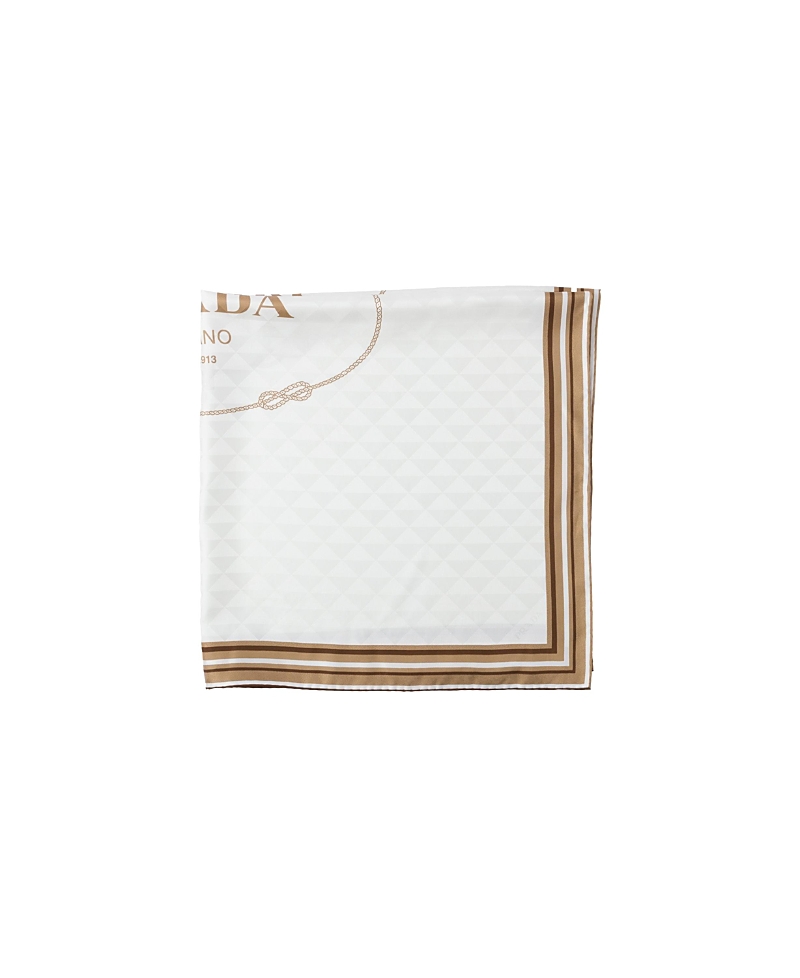 Prada Printed Silk Twill Jacquard Scarf In White