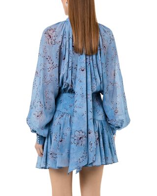 Cecile Long Sleeved High Neck Godets Mini Dress