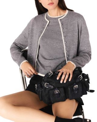 Wool Cardigan with Rhinestones