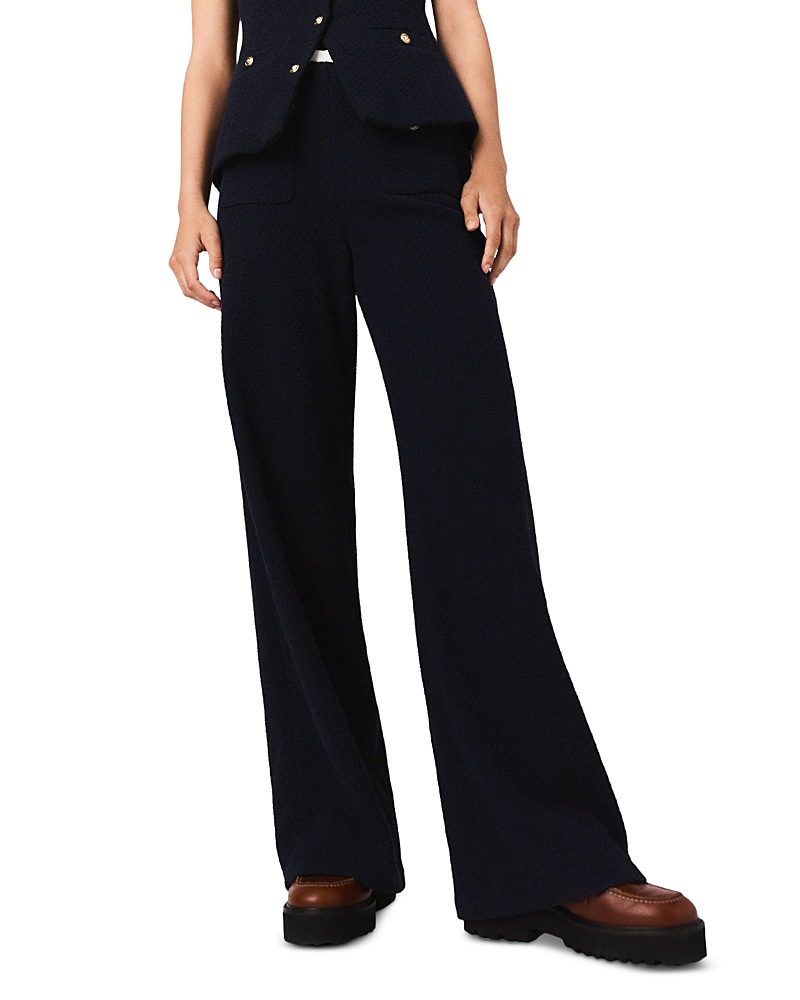Maje Straight Leg Tweed Pants In Black