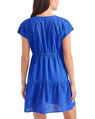 Eyelet Cove V Neck Swim Cover-Up Dress