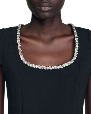 Short Dress with Rhinestone Collar